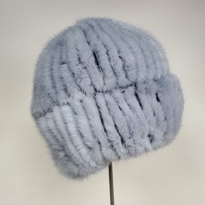 SALE Sapphire Knitted Mink Fur Stretch Beanie Hat